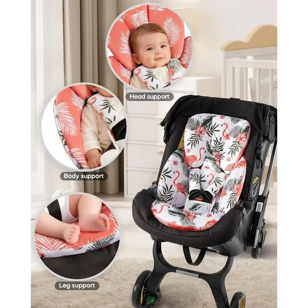 Mamatepe Flamingo Car Seat Insert for Newborn, Reversible Baby Head Body Support